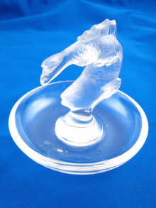 A Lalique glass pin dish with