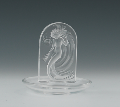A Lalique Maiden Pin Holder With an