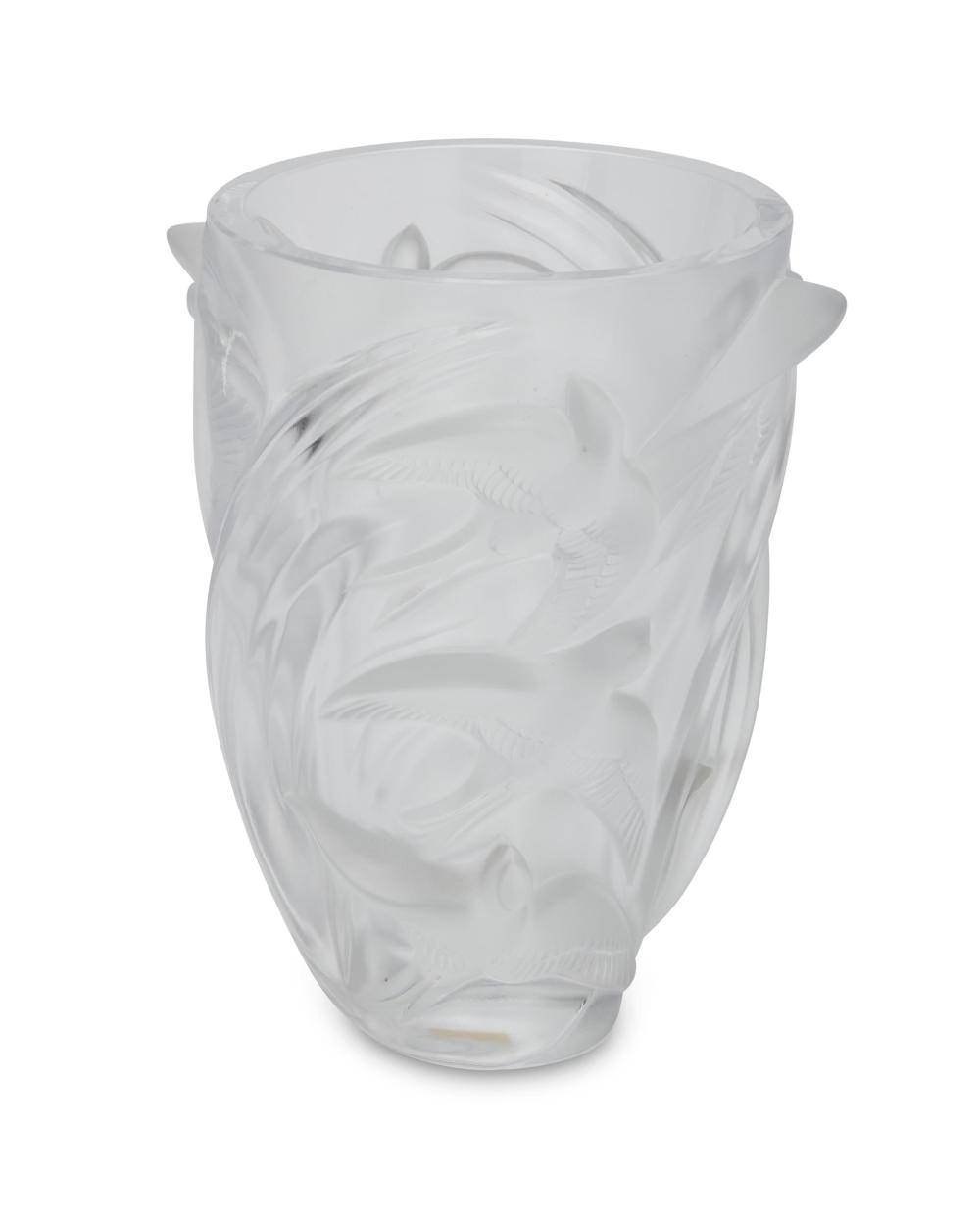A LALIQUE "MARTINETS" CRYSTAL VASEA