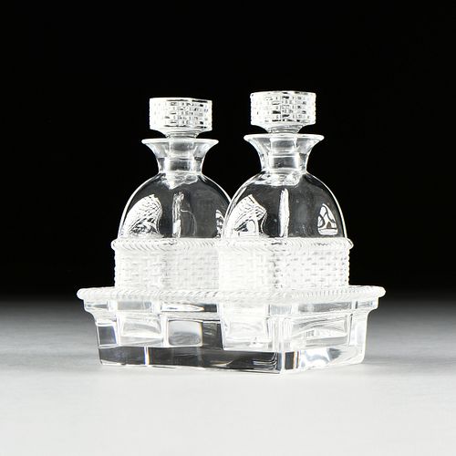 A LALIQUE OIL AND VINEGAR CRYSTAL