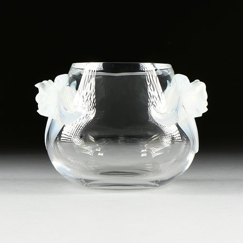 A LALIQUE OPALINE AND CLEAR CRYSTAL