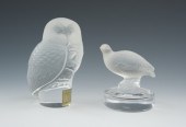 A Lalique Owl Ornament and Qua