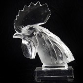 A LALIQUE ROOSTER HEAD MASCOT