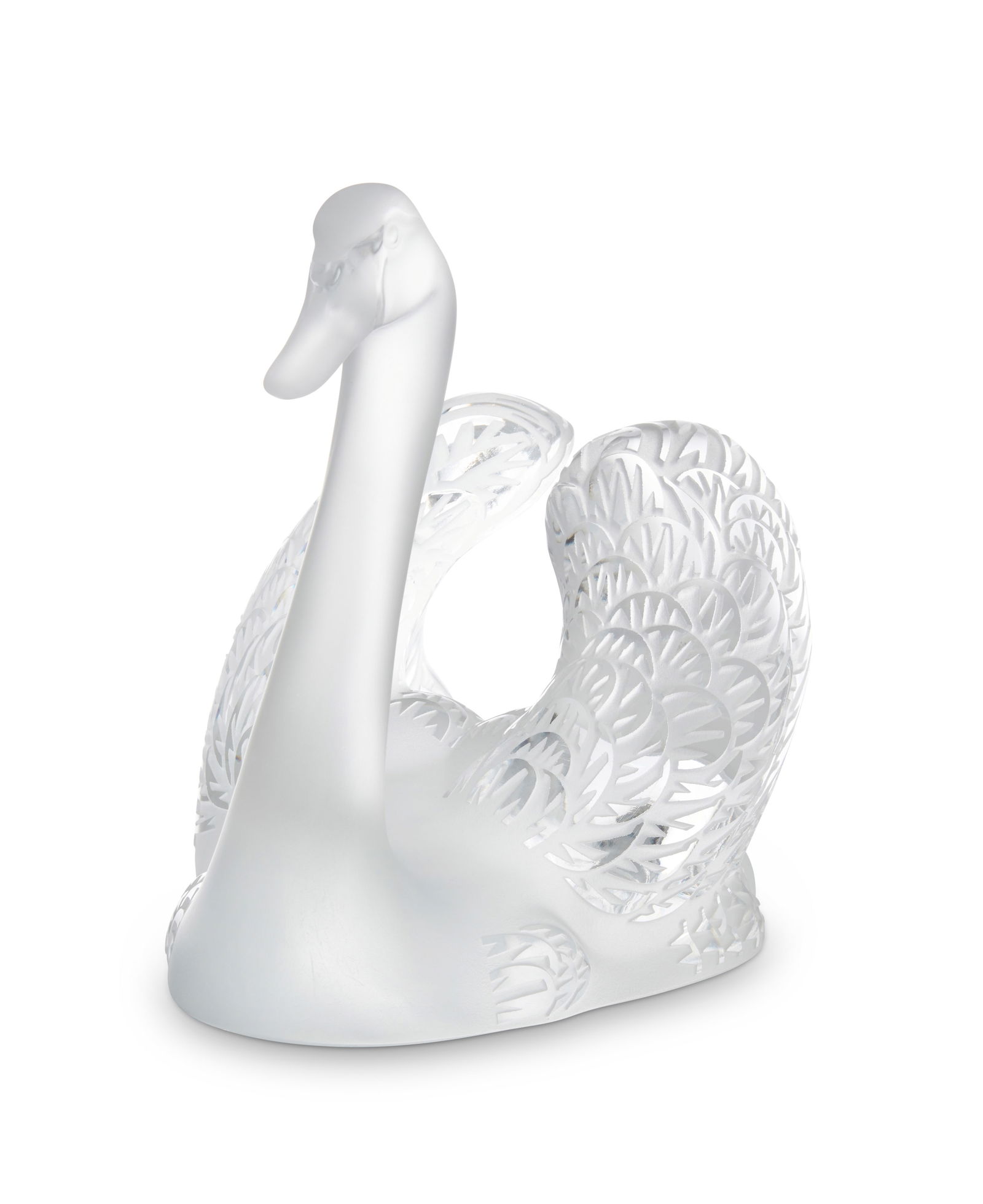 A LALIQUE "SWAN HEAD UP" GLASS