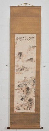 A LANDSCAPE PAINTING HANGING S