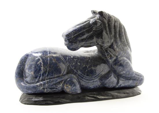 A Lapis Carved Horse depicted