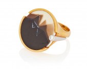 A LAPPONIA ONYX AND DIAMOND RI