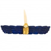A LARGE 18K YELLOW GOLD & LAPI