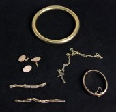 A large 9ct gold bangle a 9ct