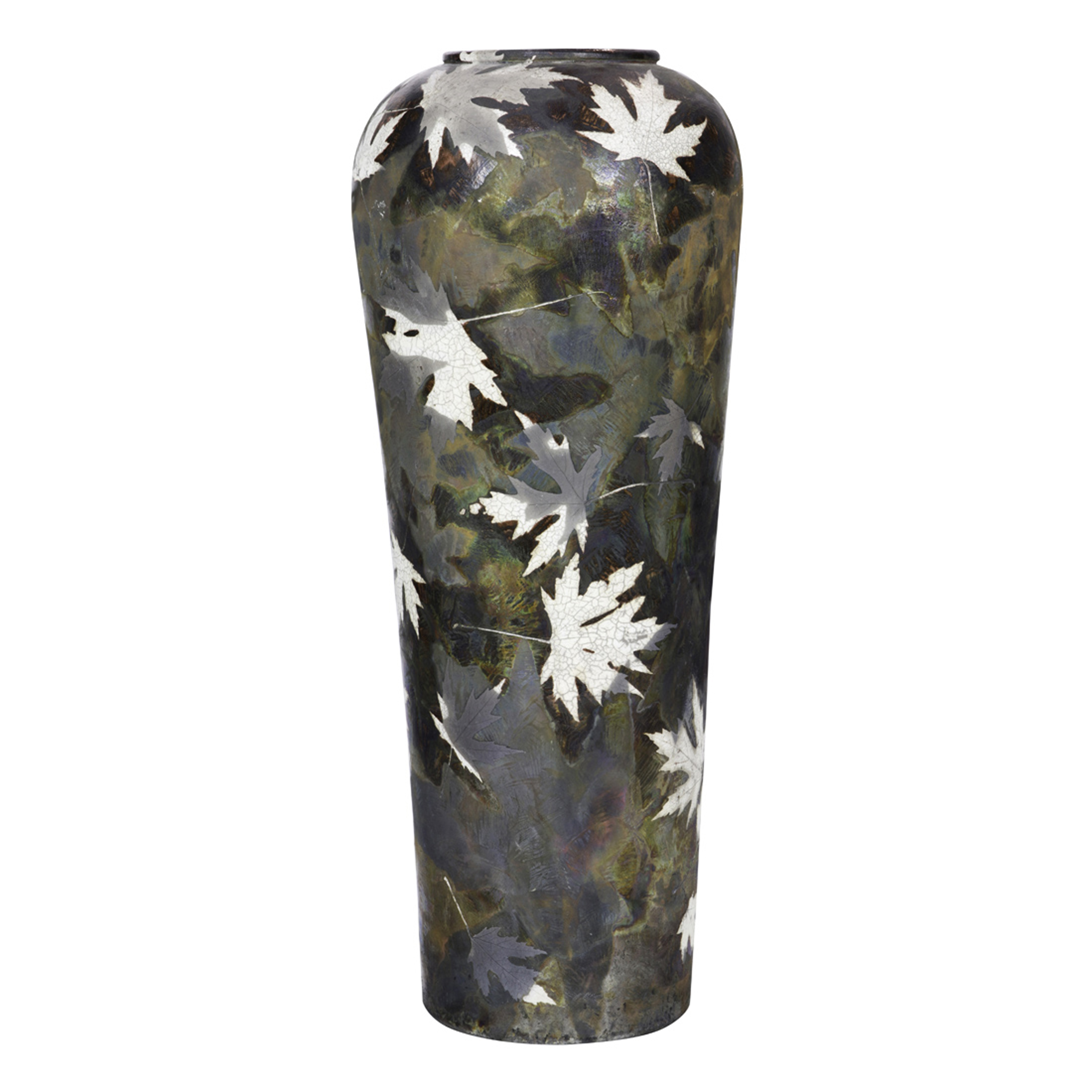 A LARGE ART POTTERY RAKU CERAMIC