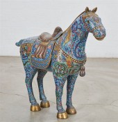 A LARGE ASIAN CLOISONNE ENAMEL