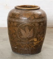 A LARGE ASIAN GLAZED CERAMIC J