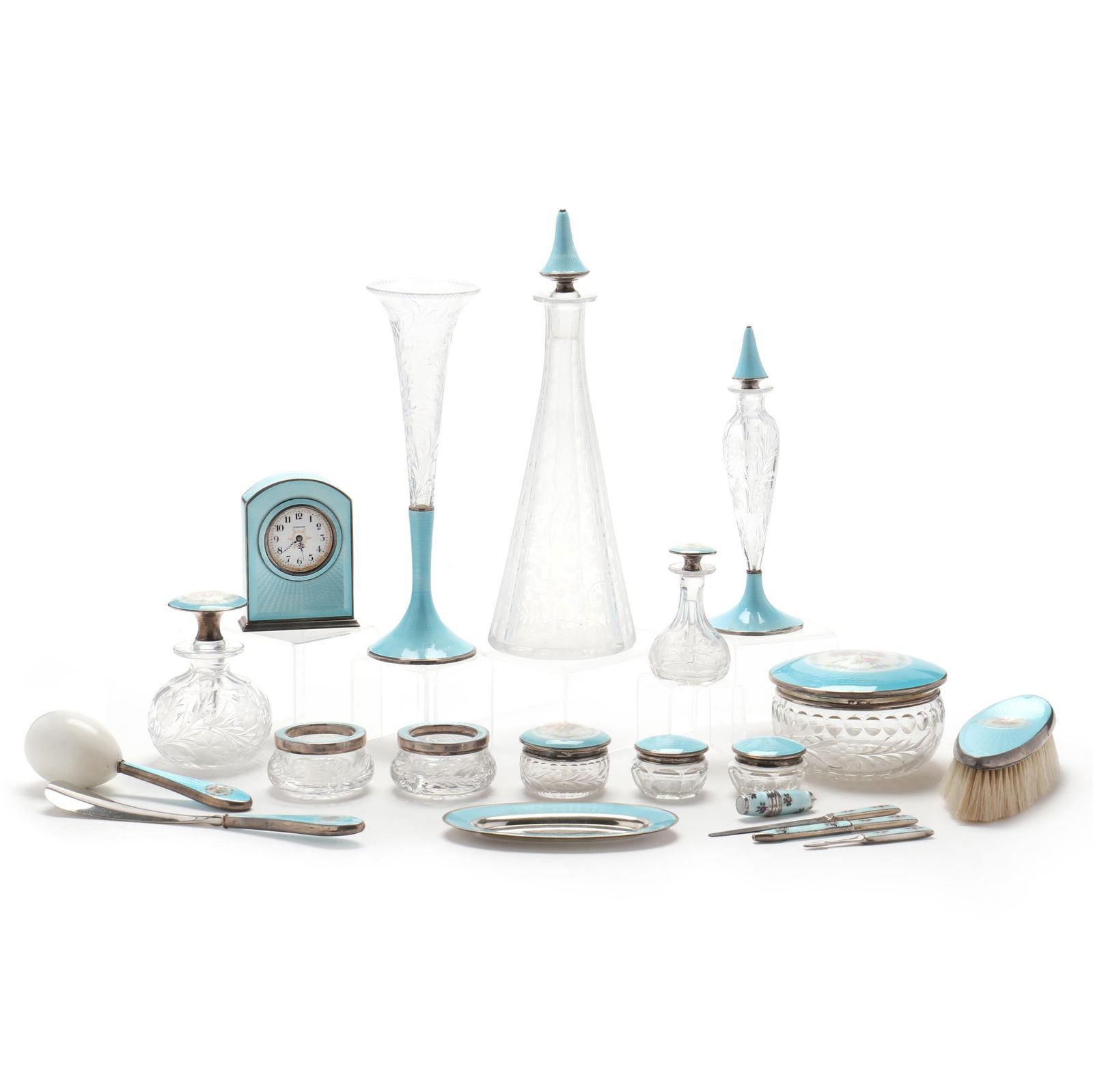 A LARGE ASSEMBLED ENAMELED STERLING