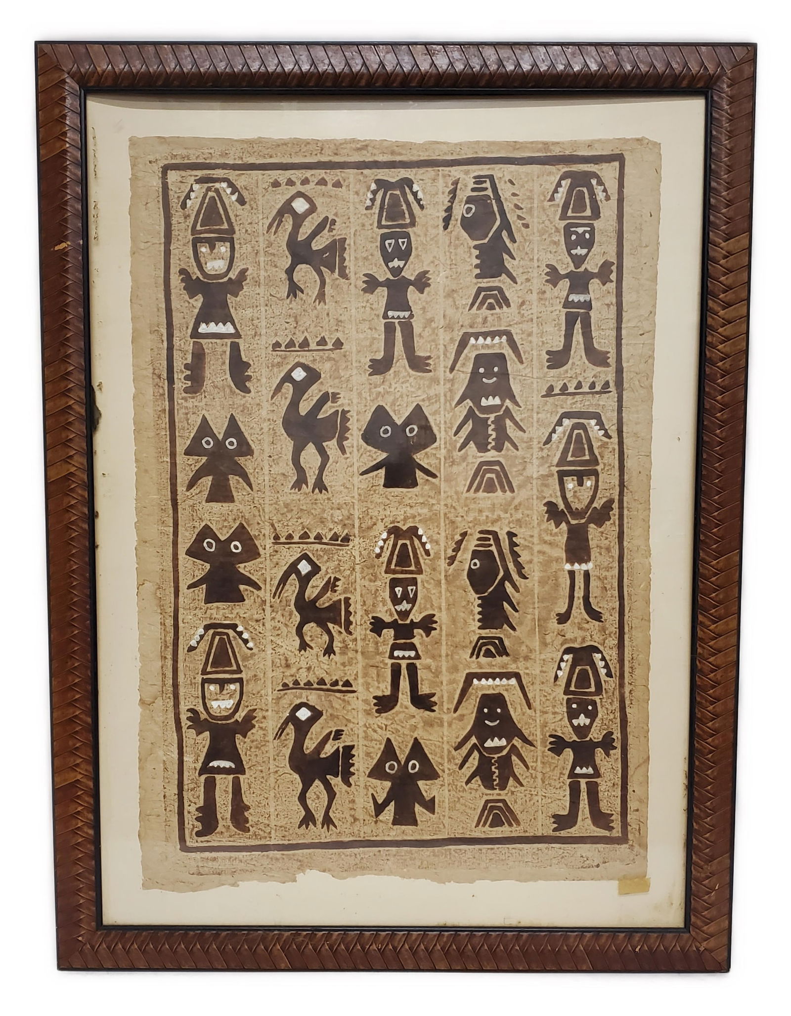 A LARGE BARK CLOTH PAINTING FROM