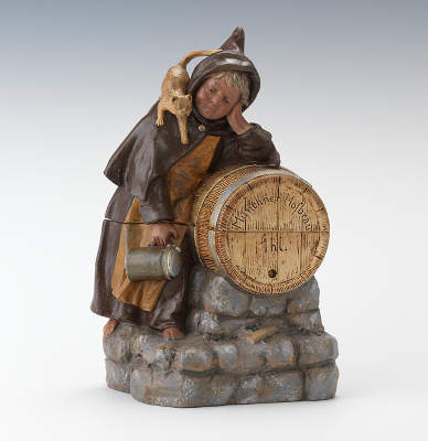A Large Beer Barrel Figural Humidor