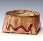 A LARGE BIRCH BARK BASKET WITH