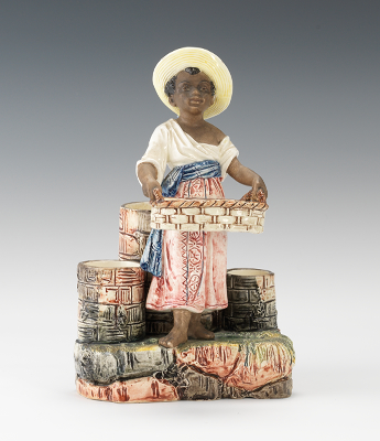A Large Black Figural Majolica