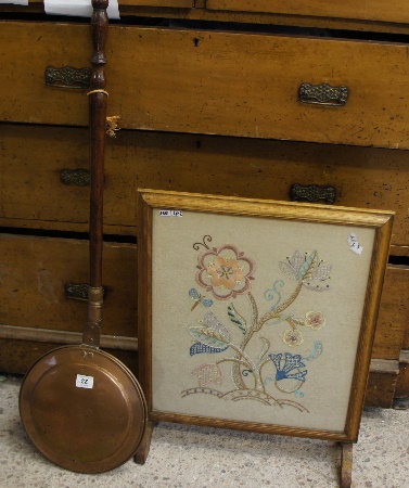 A Large Brass Brass Bed Warmer