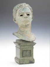 A Large Bronze Bust of a Young