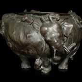 A Large Bronze 'Elephant' Jard