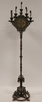 A LARGE BRONZE & IRON FLOOR LA