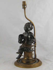 A large bronze lamp base formed