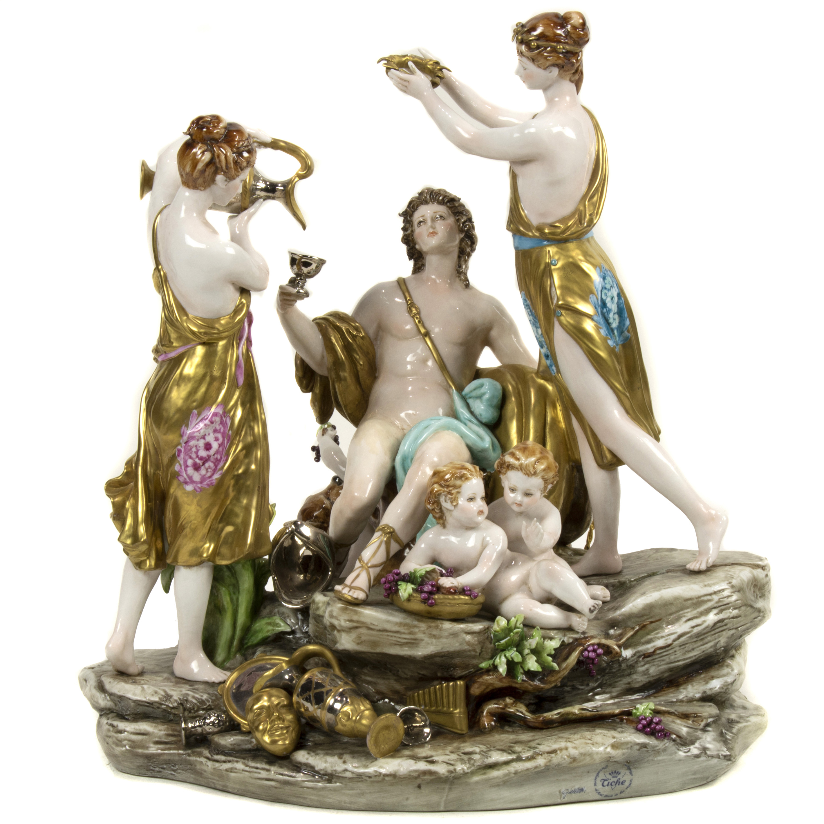 A LARGE CAPODIMONTE BACCHANALIAN