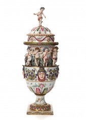 A LARGE CAPODIMONTE URNA large