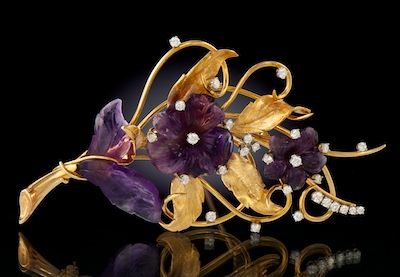 A Large Carved Amethyst Diamond and