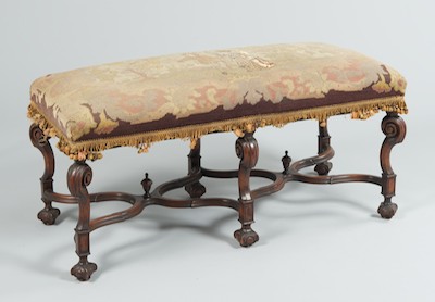 A Large Carved Wood Bench with