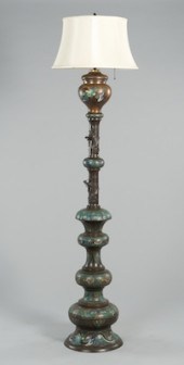 A Large Champleve Floor Lamp W