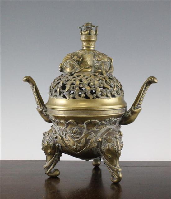 A large Chinese bronze censer and