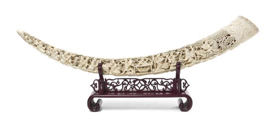 * A Large Chinese Carved Ivory