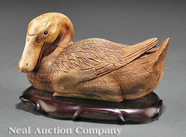 A Large Chinese Carved Ivory and