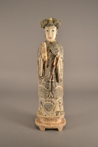 A Large Chinese Carved Ivory & Bone