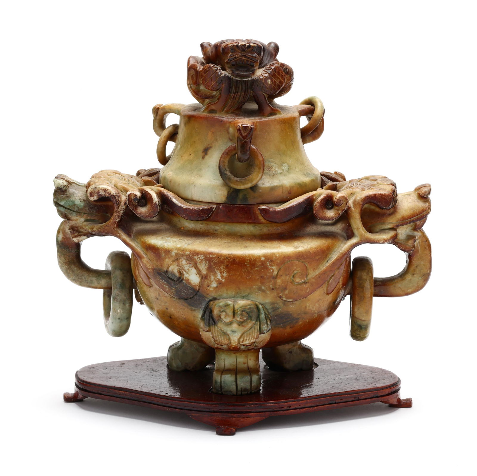 A LARGE CHINESE CARVED SOAPSTONE