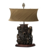 A LARGE CHINESE CARVED SOAPSTO