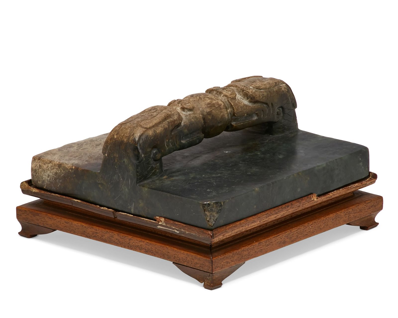 A LARGE CHINESE HARDSTONE SEAL ON