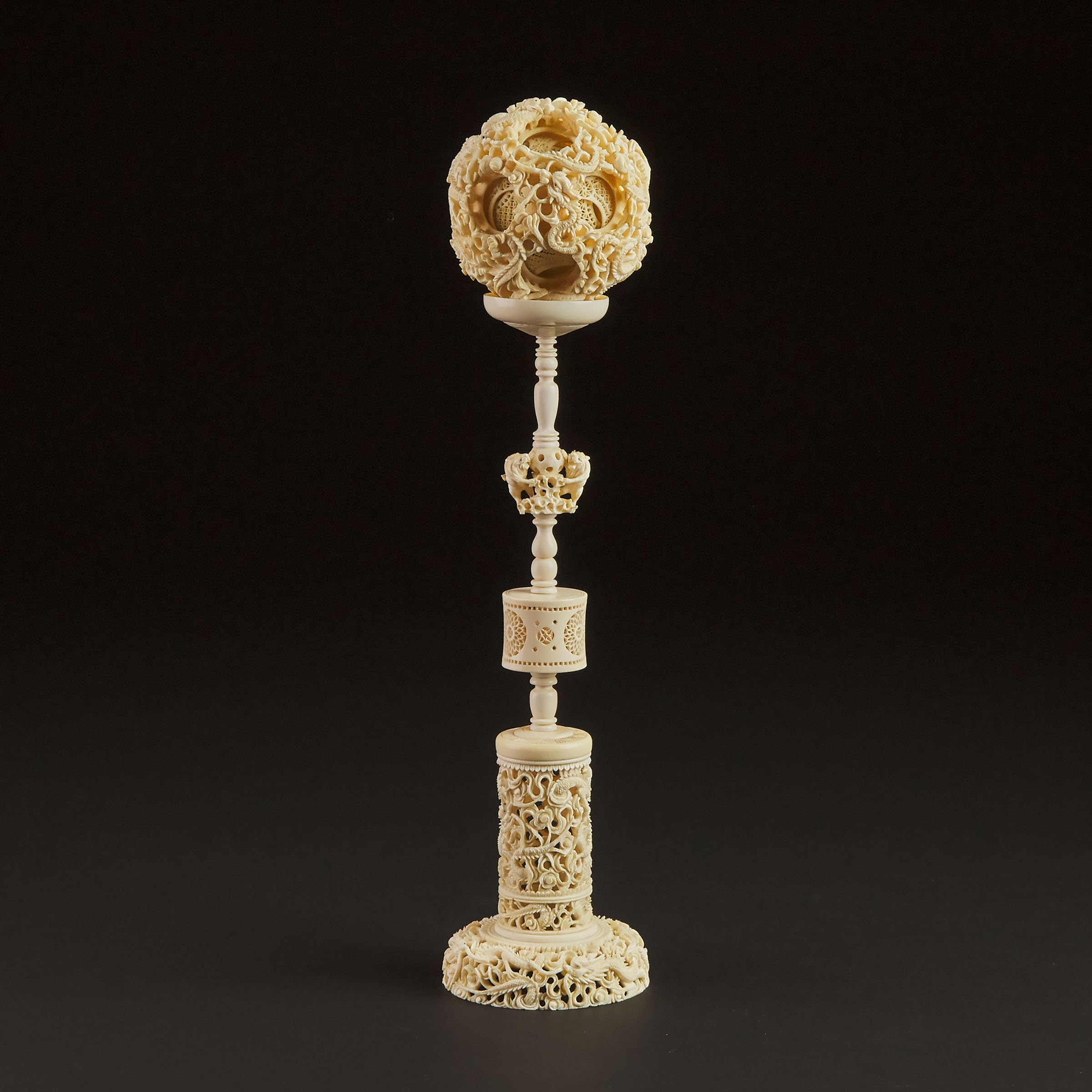 A Large Chinese Ivory Puzzle Ball