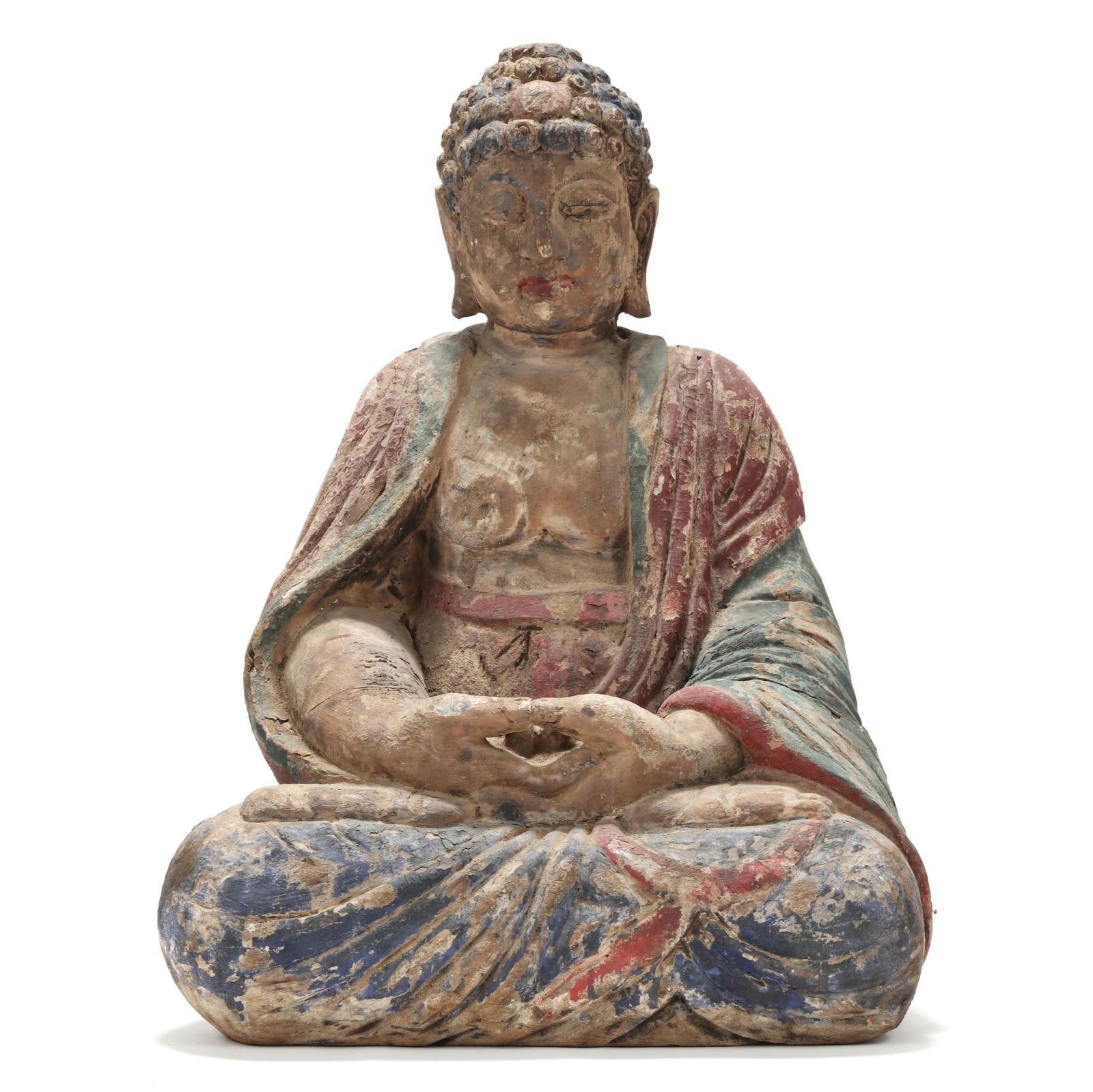 A LARGE CHINESE POLYCHROME WOOD