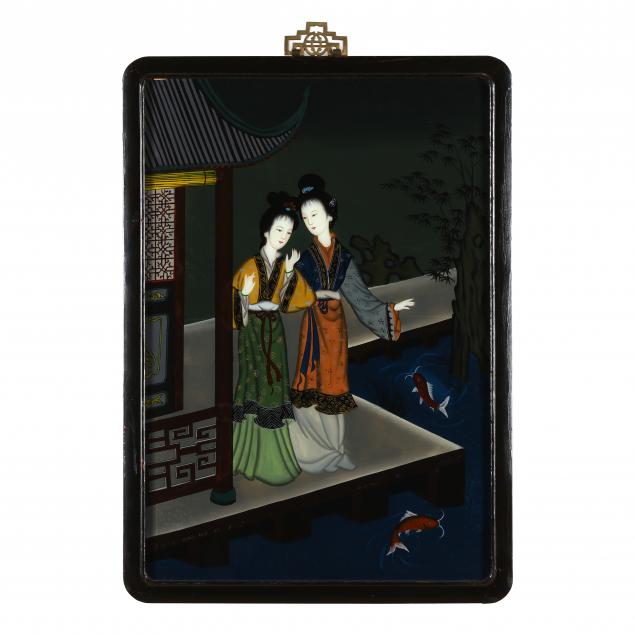 A LARGE CHINESE REVERSE GLASS