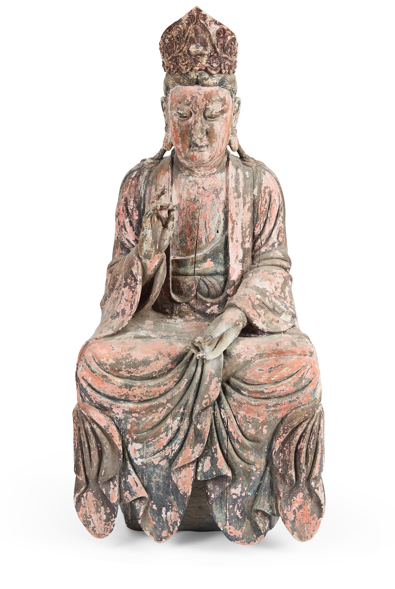 A LARGE CHINESE SEATED FIGURE OF