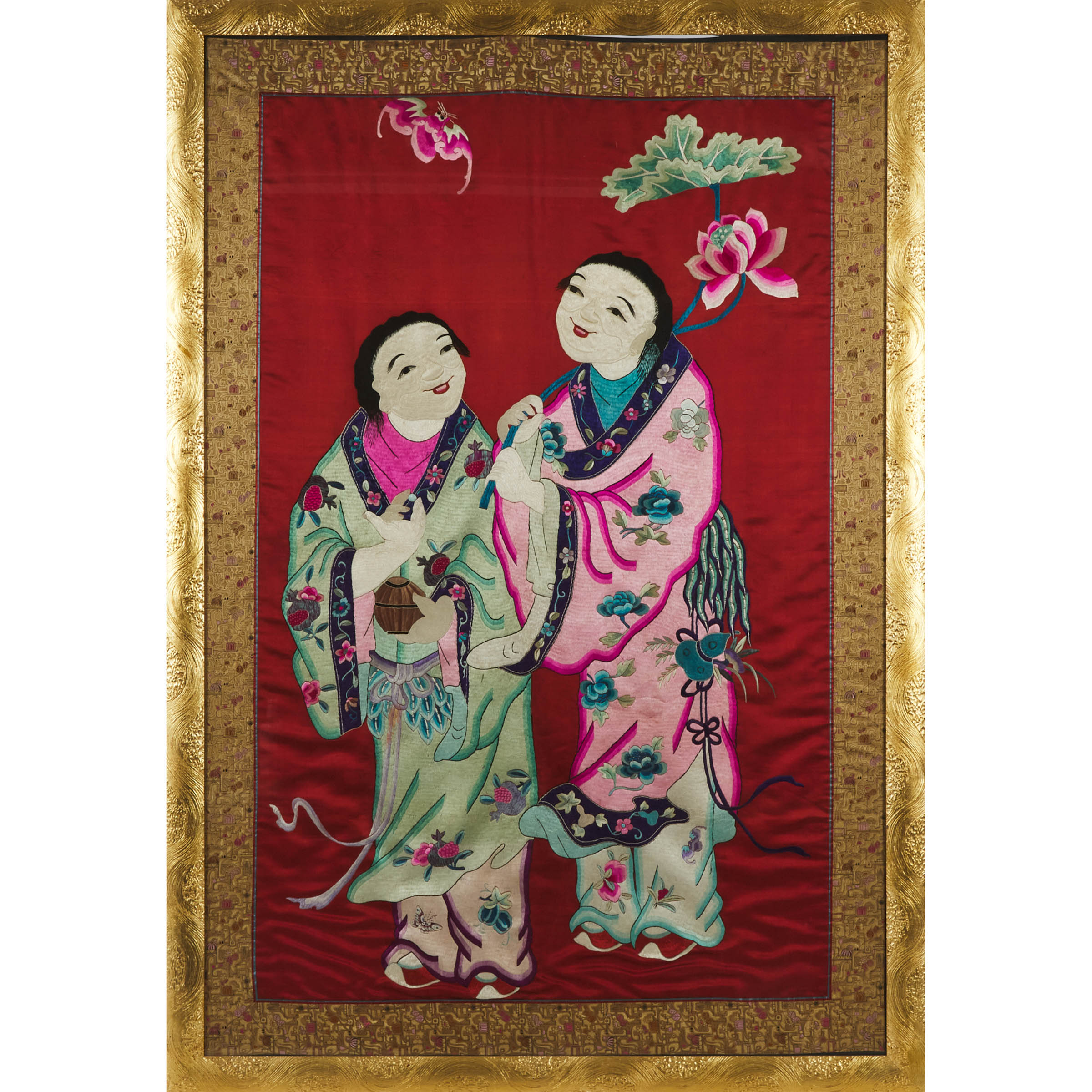 A Large Chinese Silk Embroidery