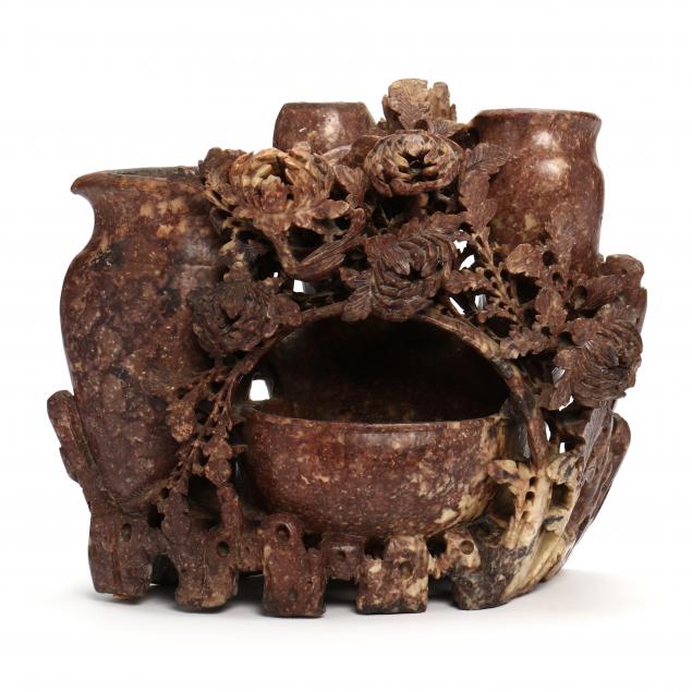 A LARGE CHINESE SOAPSTONE BRUSH