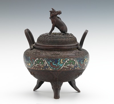 A Large Cloisonne Censer Cast metal