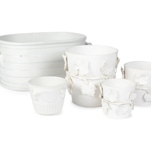 A Large Creamware Basin and Four