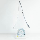 A LARGE DAUM CLEAR GLASS SAILB