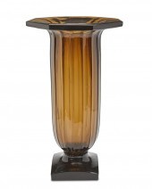 A LARGE DAUM SMOKED GLASS VASE