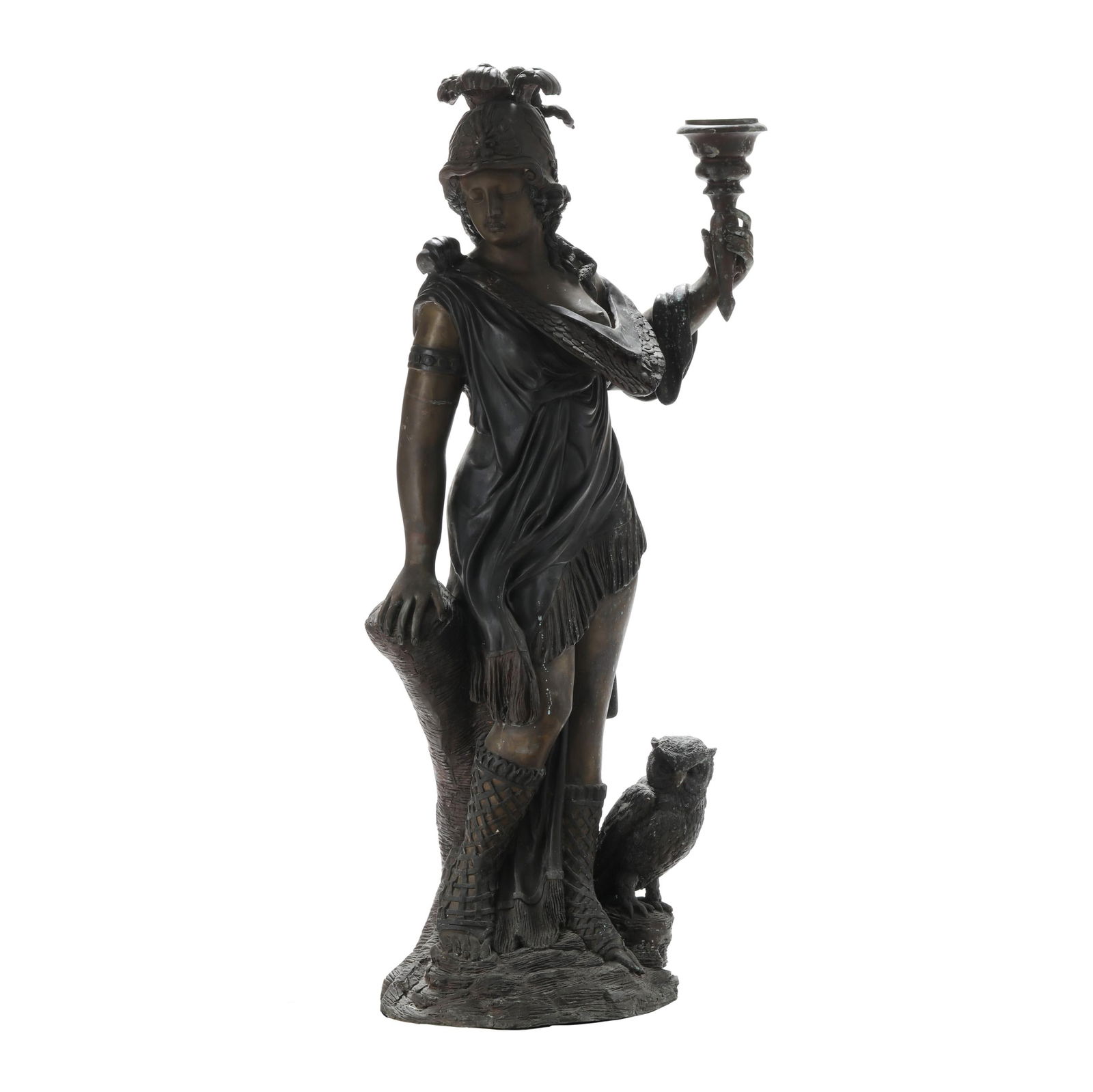 A LARGE DECORATIVE BRONZE STATUE OF