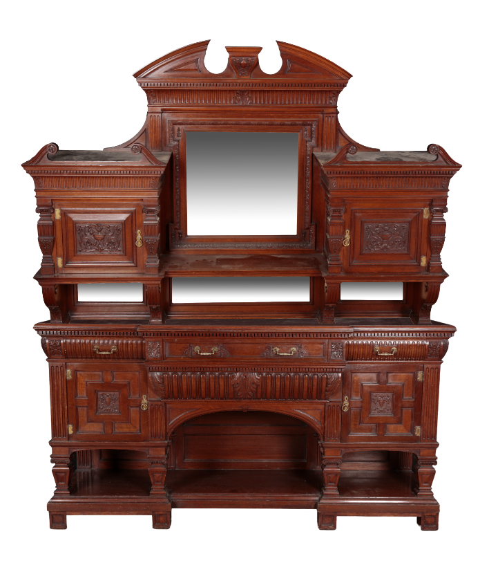 A LARGE EDWARDIAN OAK BREAKFRONT